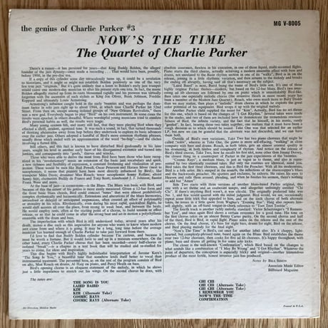 CHARLIE PARKER - Now's The Time (VERVE MGV-8005)