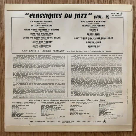 GUY LAFITTE & ANDRE PERSIANY - Classiques du Jazz Vol.2 (COLUMBIA FPX145)