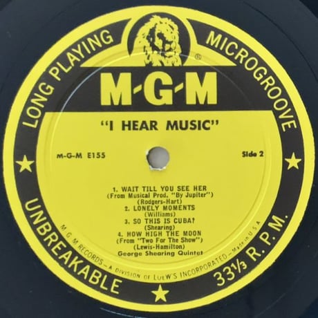 GEORGE SHEARING - I Hear Music (MGM E155)
