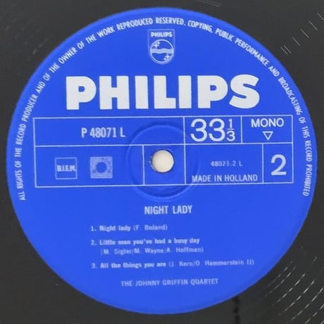 JOHNNY GRIFFIN - Night Lady (PHILIPS P48071L)