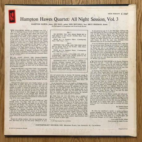 HAMPTON HAWS - All Night Session, Vol.3 (CONTEMPORARY C3547)