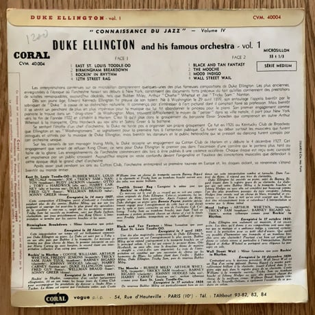 DUKE ELLINGTON - Connaissance du Jazz Vol.4 (CORAL/VOGUE CVM.40.004)