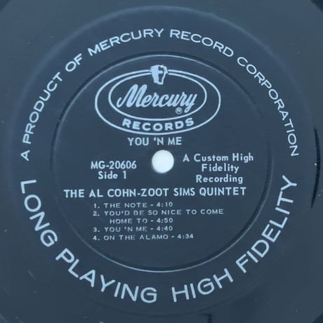AL COHN & ZOOT SIMS - You 'N Me (MERCURY MG20606)