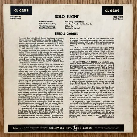ERROLL GARNER - Solo Flight (COLUMBIA CL6209)