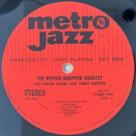 PEPPER ADAMS & JIMMY KNEPPER - The Pepper-Knepper Quintet (METRO JAZZ E1004) STEREO