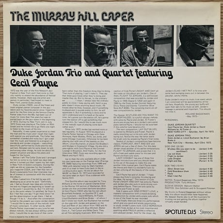 DUKE JORDAN - The Murray Hill Caper (SPOTLITE DJ5)