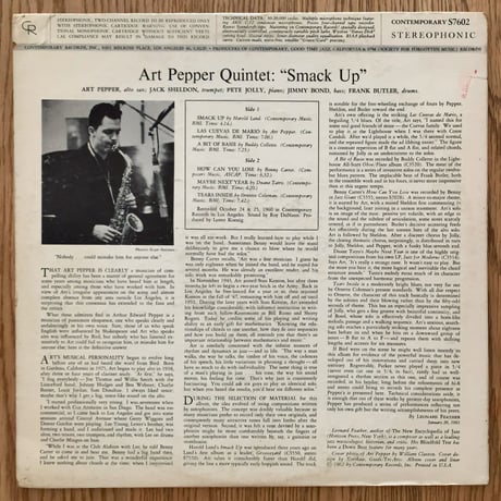 ART PEPPER - Smack Up (CONTEMPORARY S7602)
