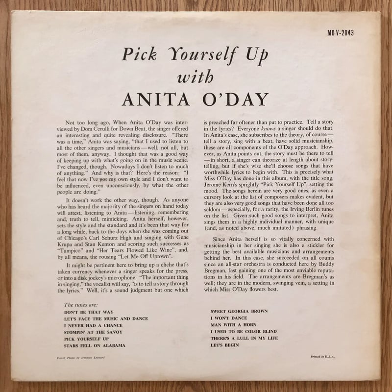 ANITA O'DAY - Pick Yourself Up with (VERVE MGV-