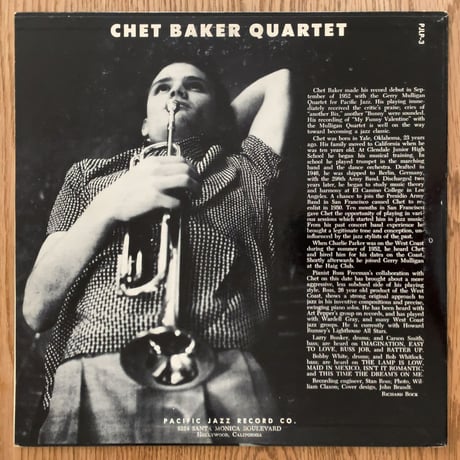 CHET BAKER - Chet Baker Quartet (PACIFIC JAZZ PJLP-3)