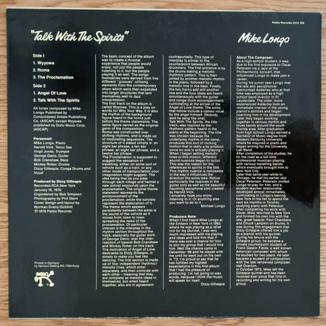 MIKE LONGO - Talk with The Spirits (PABLO 2310 769)