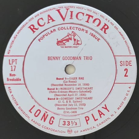 BENNY GOODMAN - Benny Goodman Trio (RCA VICTOR LPT17)
