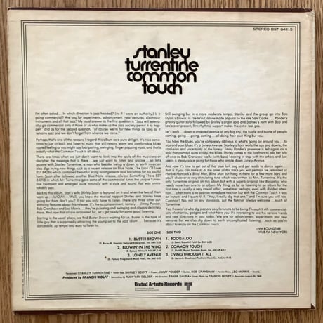 STANLEY TURRENTINE - Common Touch (BLUE NOTE BST84315)
