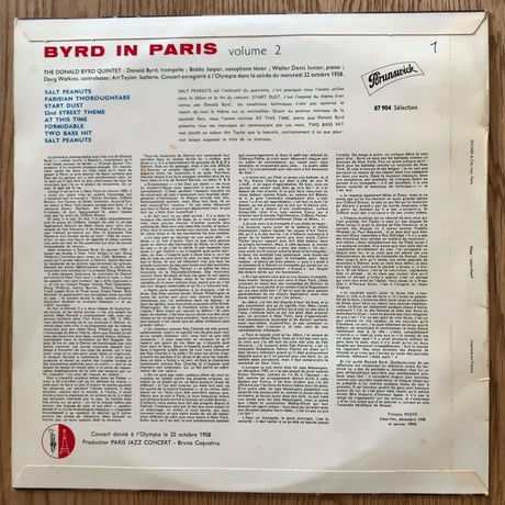 DONALD BYRD - Byrd in Paris Volume 2 (BRUNSWICK 87 904)