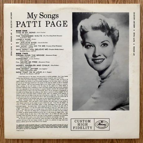 PATTI PAGE - This is My Song (MERCURY MG20102)