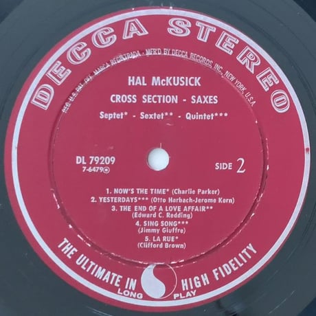 HAL McKUSICK - Cross Section-Saxes (DECCA DL79209)