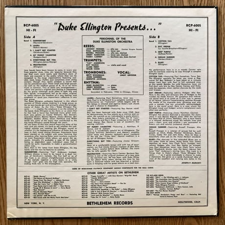 DUKE ELLINGTON - Presents (BETHLEHEM BCP6005)