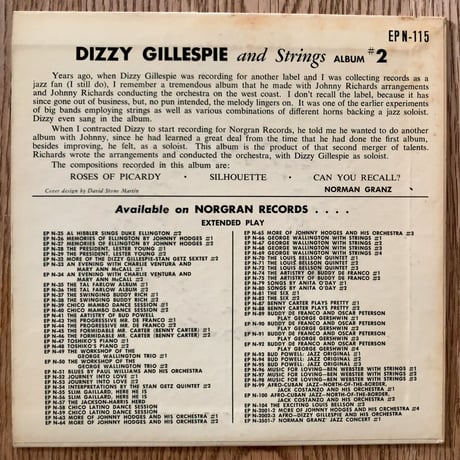 DIZZY GILLESPIE - and Strings #1 & #2 (NORGRAN EPN-114/115) 7inch EP*2