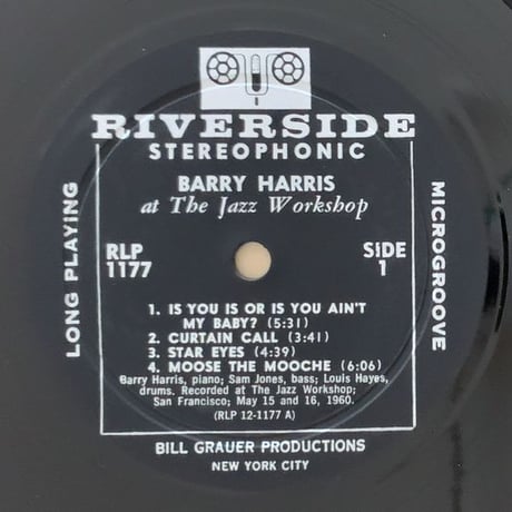 BARRY HARRIS - at The Jazz Workshop (RIVERSIDE RLP1177)