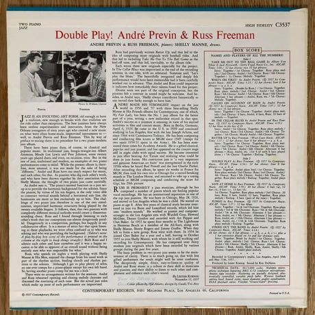 ANDRE PREVIN & RUSS FREEMAN - Double Play! (CONTEMPORARY C3537)