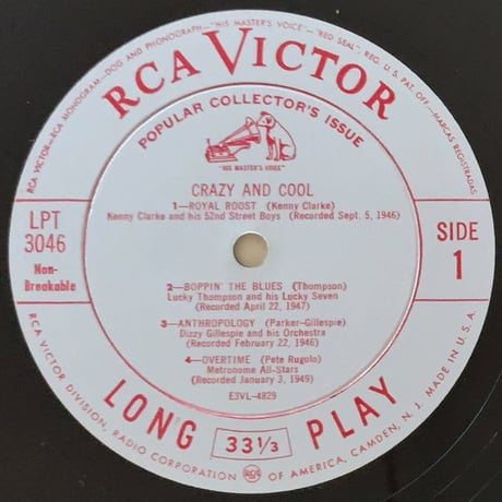 V.A.(Kenny Clarke, Lucky Thompson, Dizzy Gillespie, etc.) - Crazy and Cool (RCA VICTOR LPT3046)