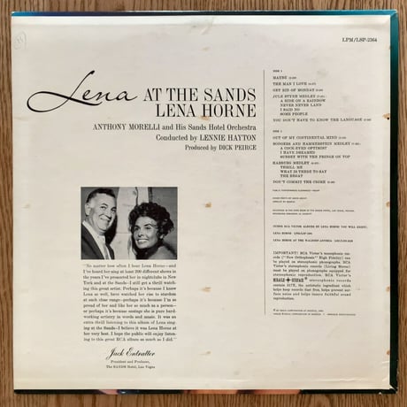 LENA HORNE - Lena at The Sands (RCA VICTOR LPM2364) Mono