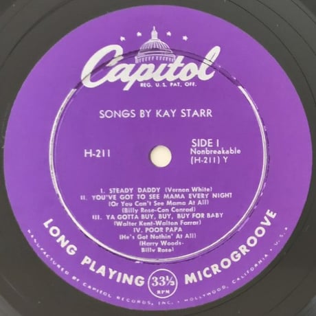 KAY STARR - Songs by Kay Starr (CAPITOL H-211)