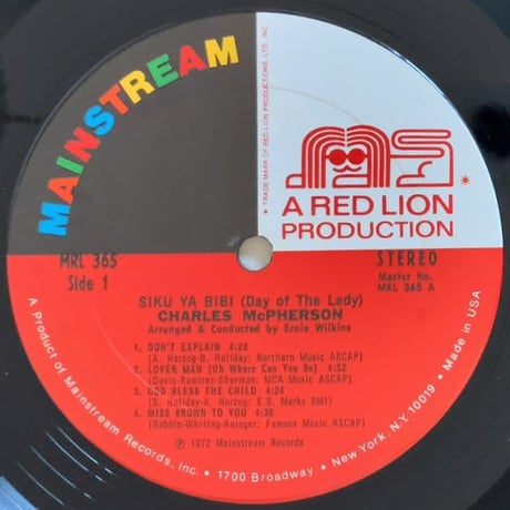 CHARLES McPHERSON - Siku Ya Bibi (Day Of The Lady) (MAINSTREAM MRL365)