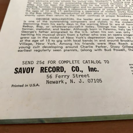 GEORGE WALLINGTON - Jazz at Hotchkiss (SAVOY MG12122)