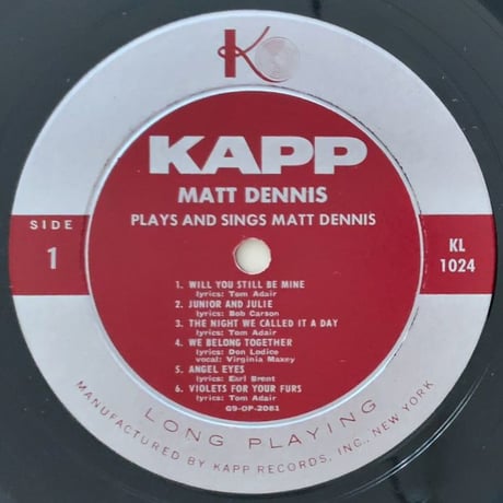 MATT DENNIS - Plays and Sings Matt Dennis (KAPP KL1024)