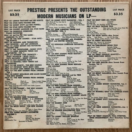 STAN GETZ - Volume One (PRESTIGE PRLP102)
