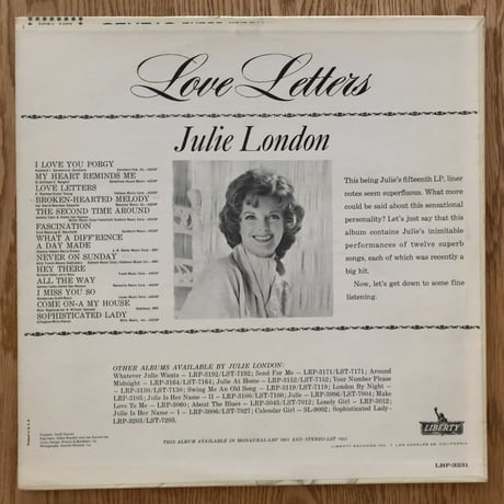 JULIE LONDON - Love Letters (LIBERTY LRP3231)