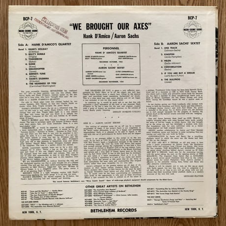 AARON SCHS / HANK D'AMICO - We Brought Our Axes (BETHLEHEM BCP7)