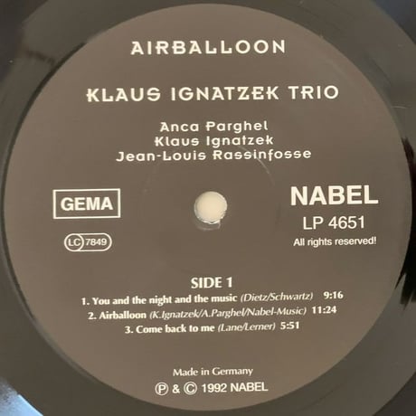 KLAUS IGNAZEK TRIO - Airballoon (NABEL NABEL4651)