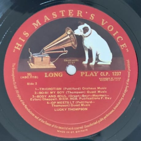 LUCKY THOMPSON - featuring Oscar Pettiford (HIS MASTER'S VOICE CLP.1237)
