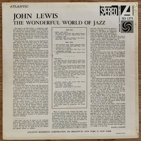 JOHN LEWIS - The Wonderful World Of Jazz (ATLANTIC SD1375)