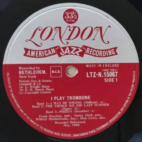 FRANK ROSOLINO - I Play Trombone (LONDON LTZ-N15067)
