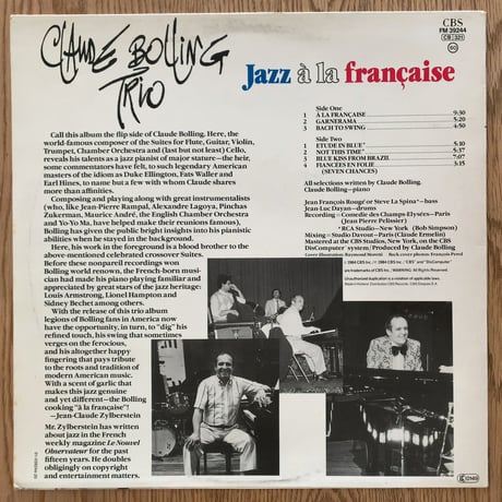 CLAUDE BOLLING - Jazz a la francaise (FM/CBS FM39244)