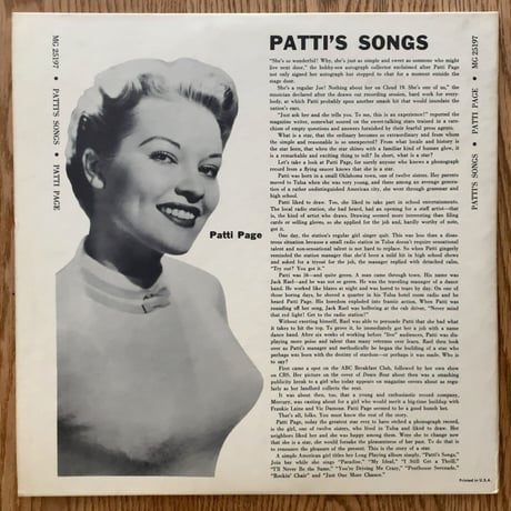 PATTI PAGE - Patti's Songs (MERCURY MG25197)