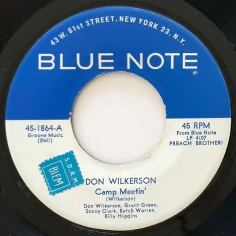 DON WILKERSON - Camp Meetin' (BLUE NOTE 45-1864) 7inch