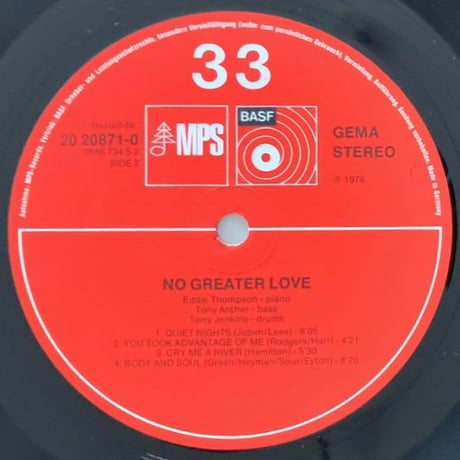 EDDIE THOMPSON - No Greater Love (MPS/BASF 20 208710)
