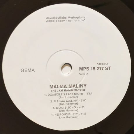 JAN HAMMER - Malma Maliny (MPS MPS15217ST)
