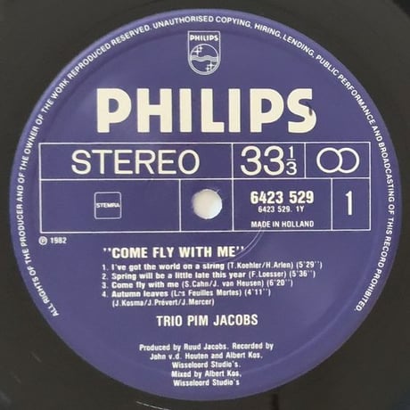 PIM JACOBS - Come Fly with Me (PHILIPS 6423 529)