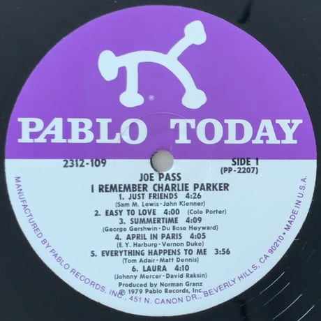 JOE PASS - I Remember Charlie Parker (PABLO 2312 109)