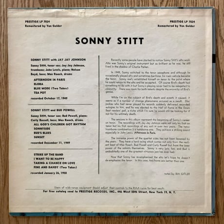 SONNY STITT - and Bud Powell, J.J. Johnson (PRESTIGE PRLP7024)