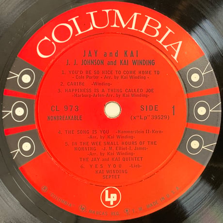 J.J. JOHNSON & KAI WINDING - Jay And Kai (COLUMBIA CL973)