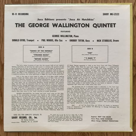 GEORGE WALLINGTON - Jazz at Hotchkiss (SAVOY MG12122)