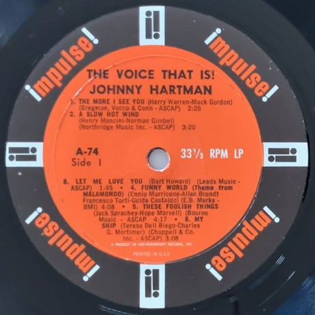 JOHNNY HARTMAN - The Voice That is! (impulse! A-74)
