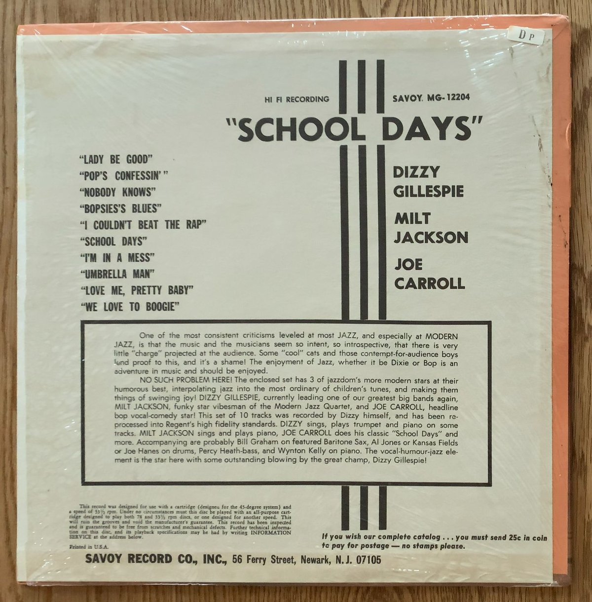DIZZY GILLESPIE, MILT JACKSON, JOE CARROLL - Sc