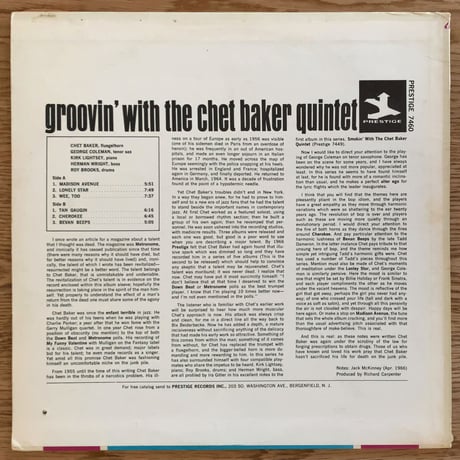 CHET BAKER - Groovin' with (PRESTIGE PRST7460)
