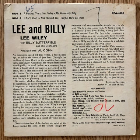 LEE WILEY - Lee and Billy (RCA VICTOR EPA-4183) 7inch EP